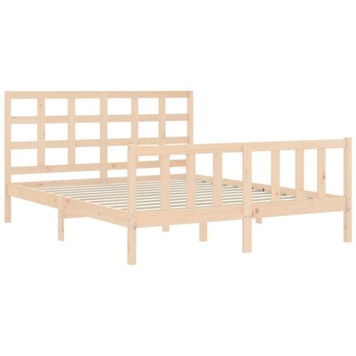 Sengeramme med sengegavl kingsize massivt træ