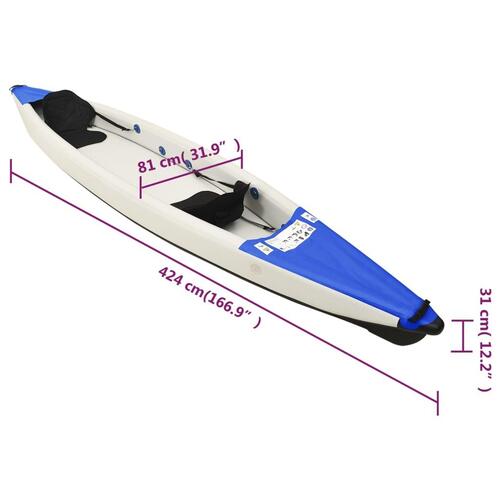 Oppustelig kajak 424x81x31 cm polyester blå