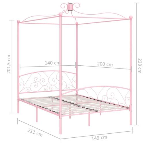 Sengestel til himmelseng 140 x 200 cm metal pink