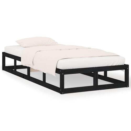 Sengeramme 90x190 cm Single massivt træ sort