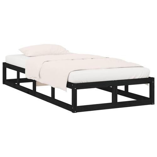 Sengeramme 90x190 cm Single massivt træ sort