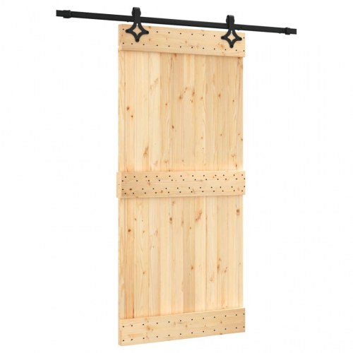 Skydedør med monteringssæt 95x210 cm massivt fyrretræ