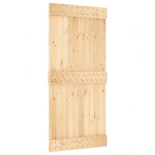 Skydedør med monteringssæt 95x210 cm massivt fyrretræ