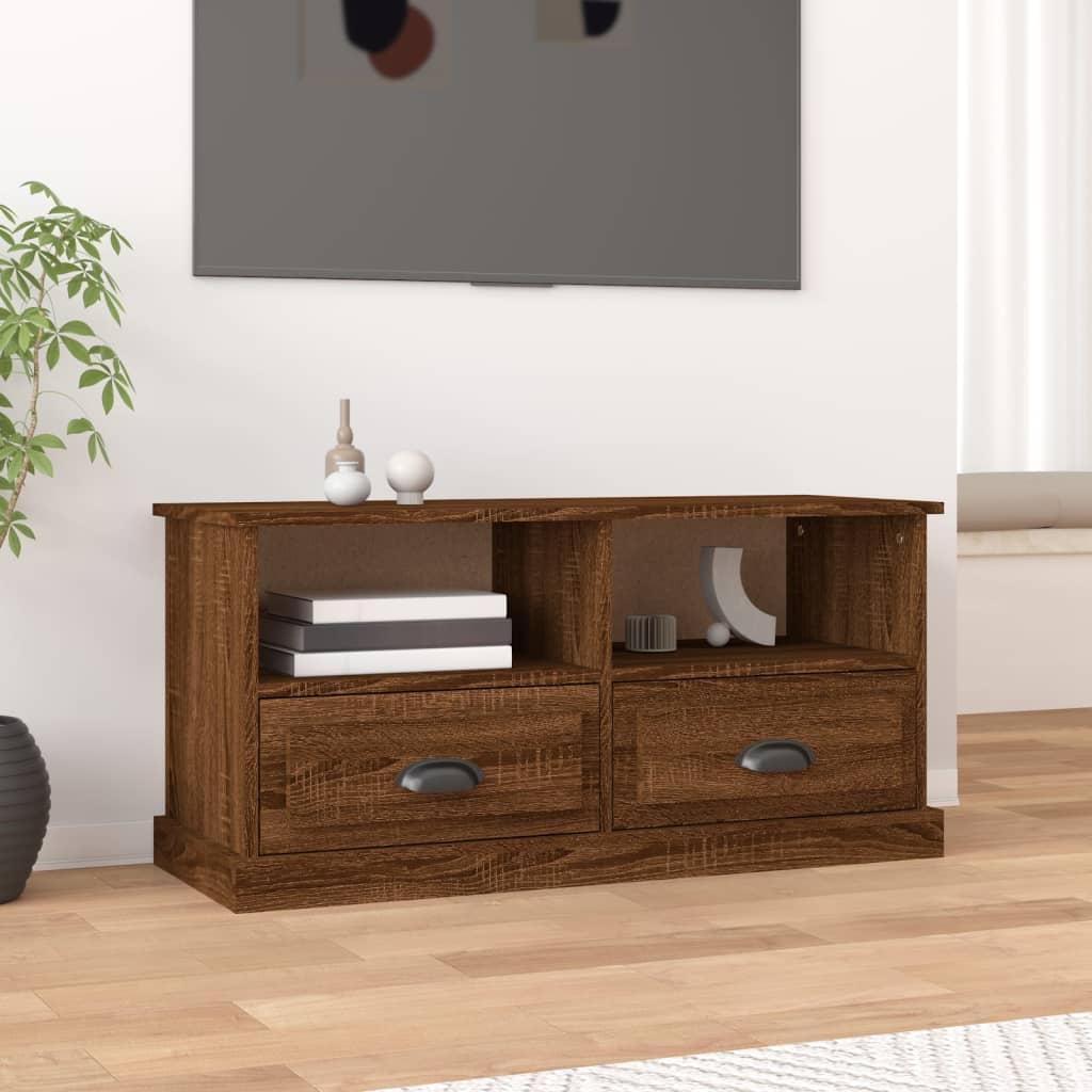 Tv-bord 93x35,5x45 cm konstrueret træ brun egetræsfarve