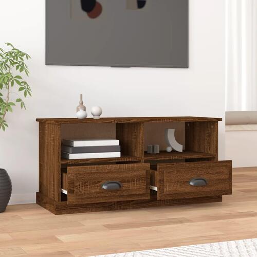 Tv-bord 93x35,5x45 cm konstrueret træ brun egetræsfarve