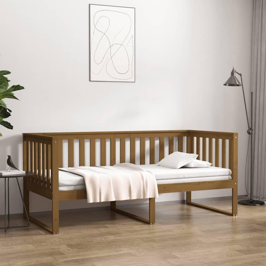 Daybed 90x200 cm massivt fyrretræ gyldenbrun