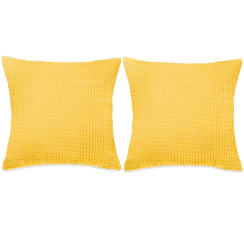 Pudesæt 2 stk. velour 45 x 45 cm gul