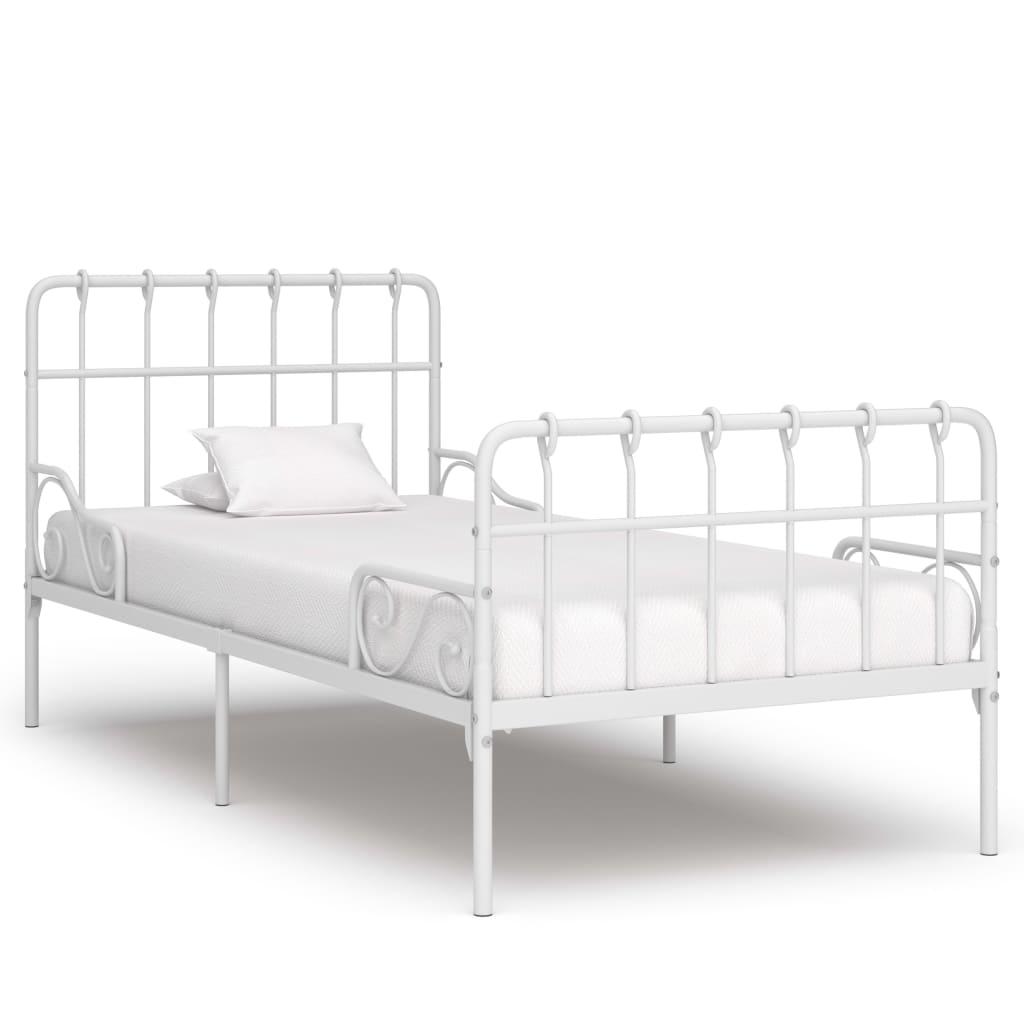 Sengestel med lamelbund 90 x 200 cm metal hvid