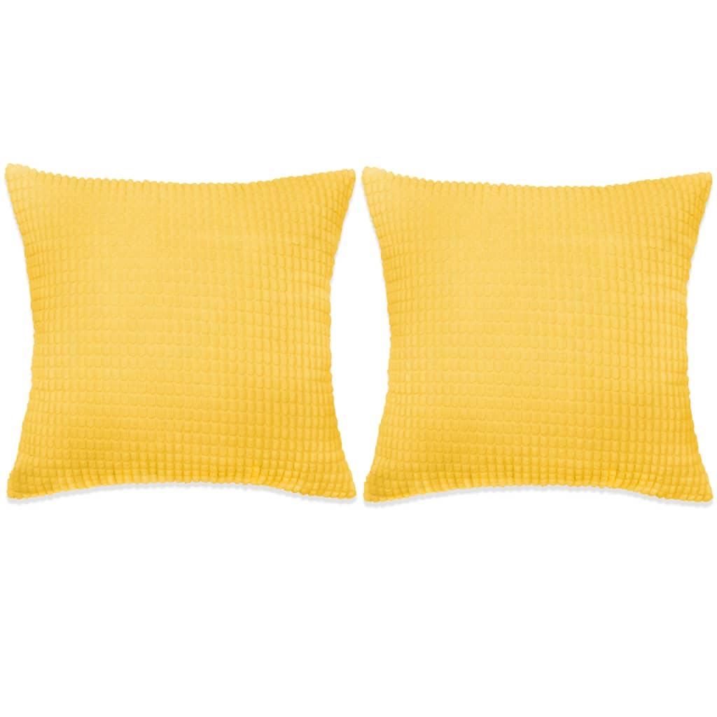 Pudesæt 2 stk. velour 60 x 60 cm gul