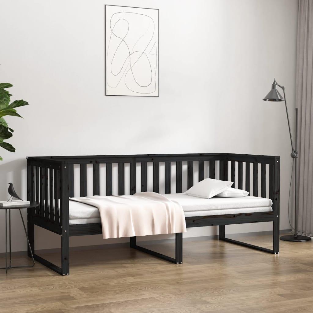 Daybed 90x200 cm massivt fyrretræ sort