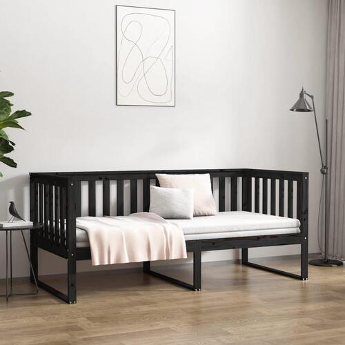 Daybed 90x200 cm massivt fyrretræ sort