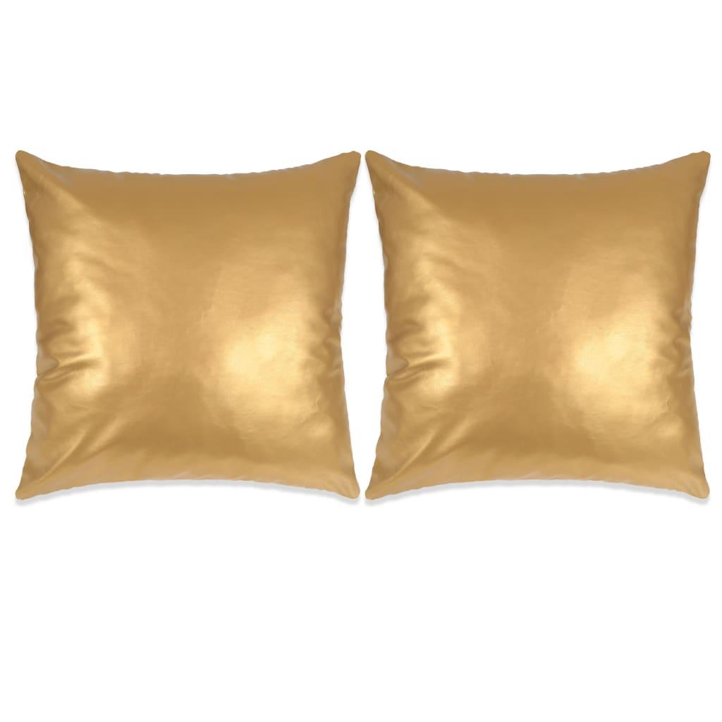 Pudesæt 2 stk. PU 60 x 60 cm guldfarvet