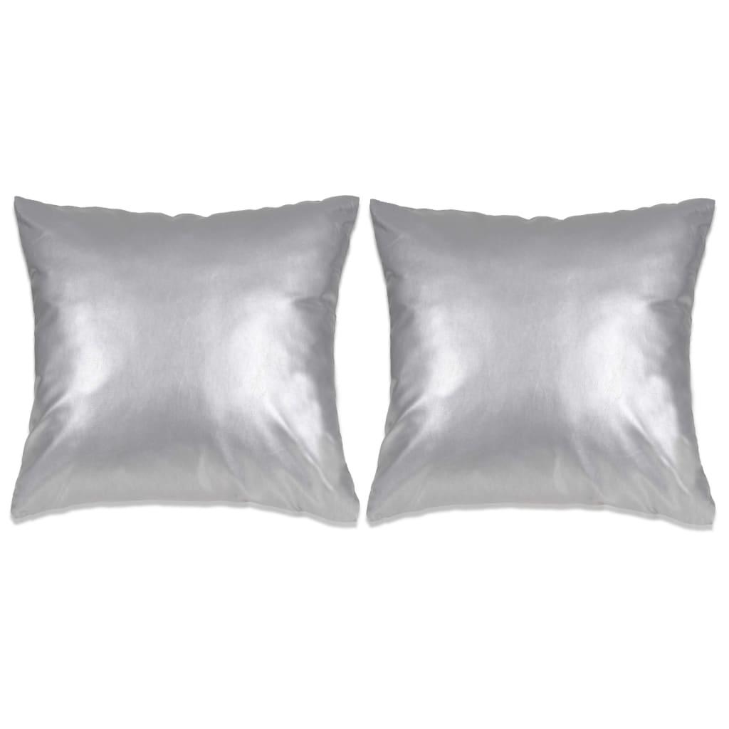 Pudesæt 2 stk. PU 60 x 60 cm sølvfarvet