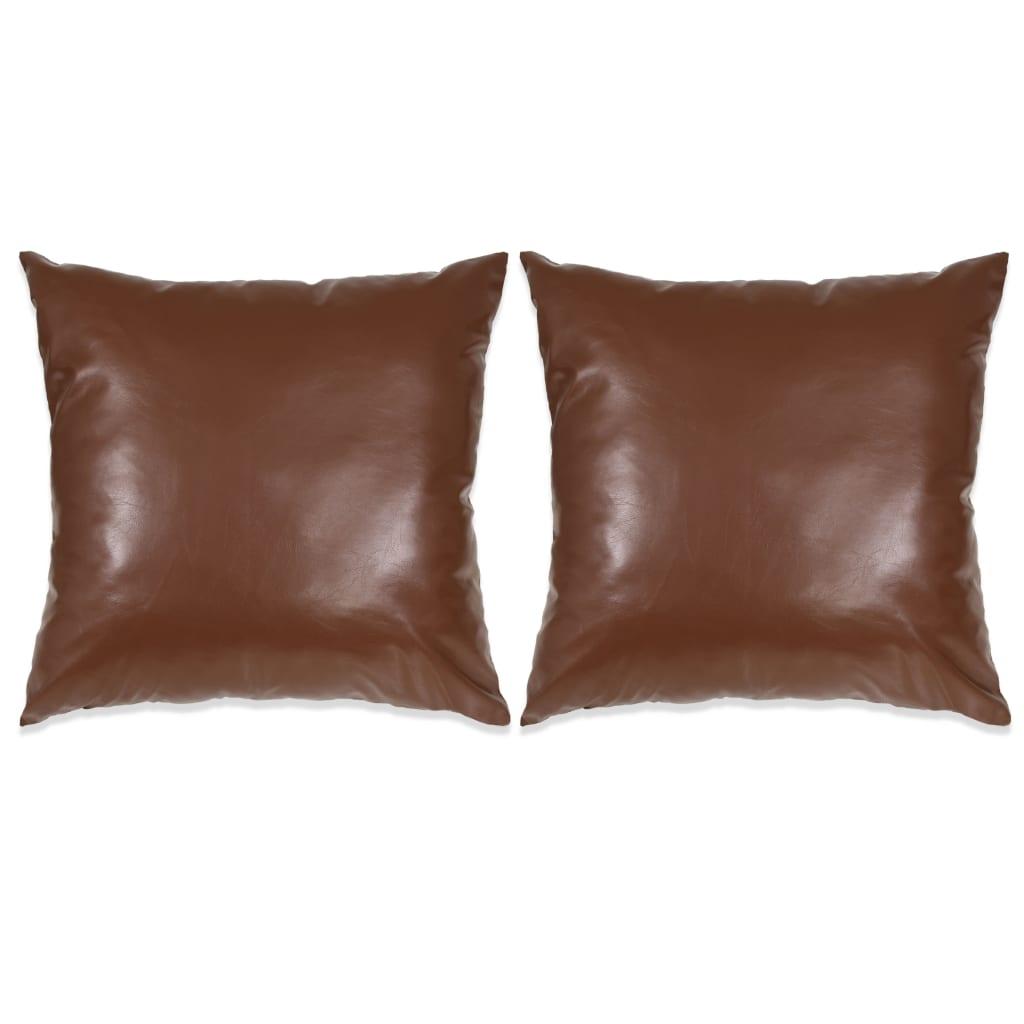 Pudesæt 2 stk. PU 60 x 60 cm brun