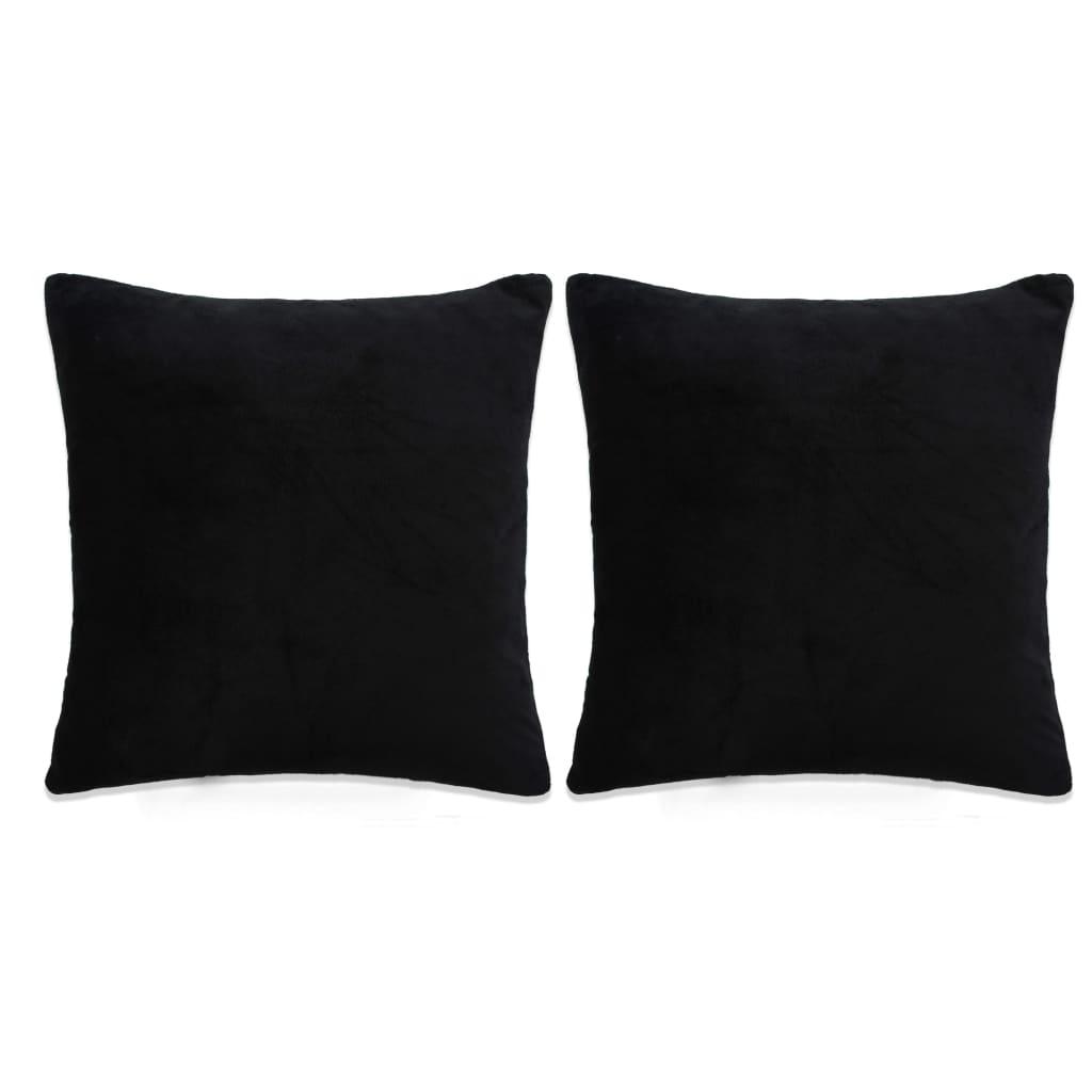 Pudesæt 2 stk. velour 45 x 45 cm sort