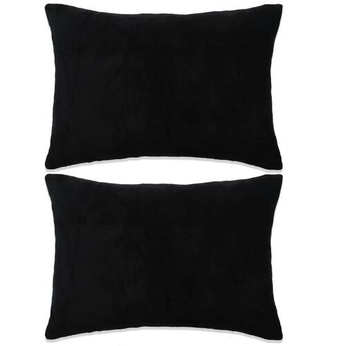 Pudesæt 2 stk. velour 40 x 60 cm sort