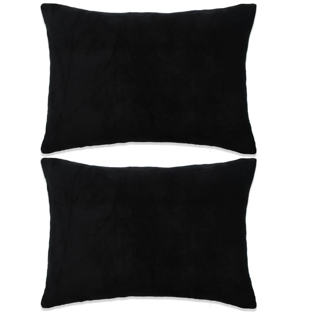 Pudesæt 2 stk. velour 40 x 60 cm sort