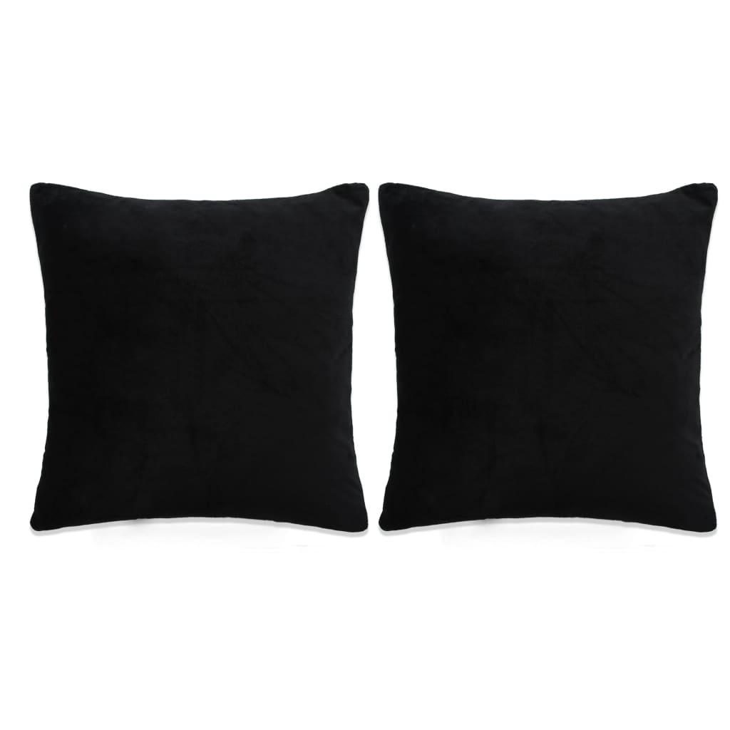 Pudesæt 2 stk. velour 60 x 60 cm sort