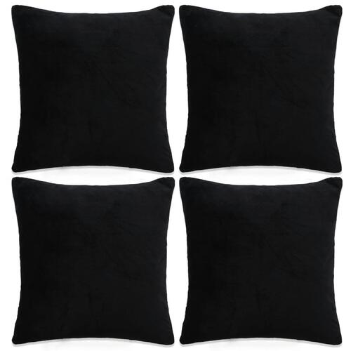 Pudebetræk 4 stk. velour 50 x 50 cm sort