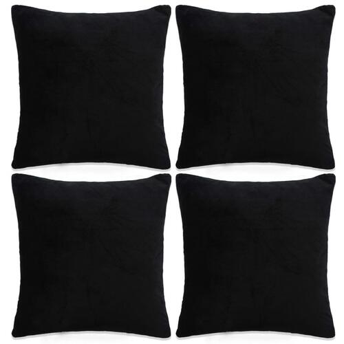 Pudebetræk 4 stk. velour 80 x 80 cm sort