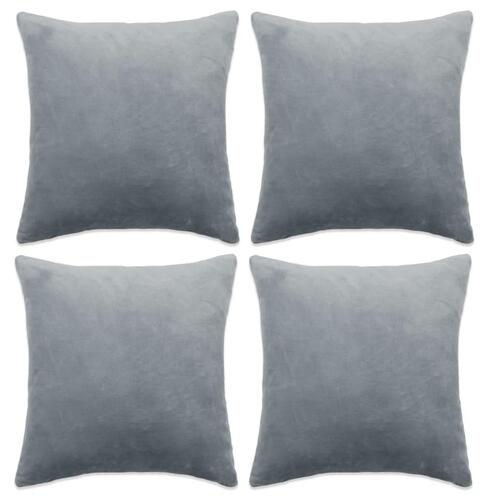 Pudebetræk 4 stk. velour 80 x 80 cm grå
