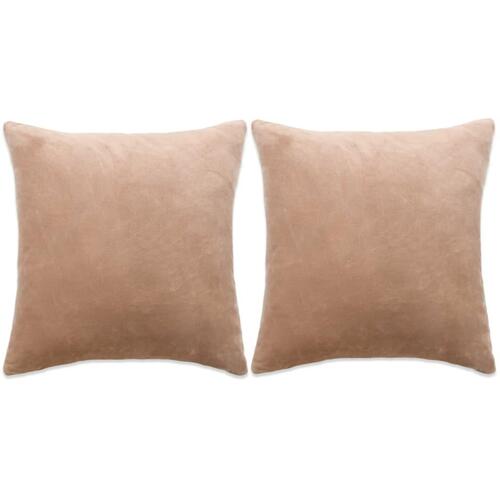 Pudesæt 2 stk. velour 60 x 60 cm beige