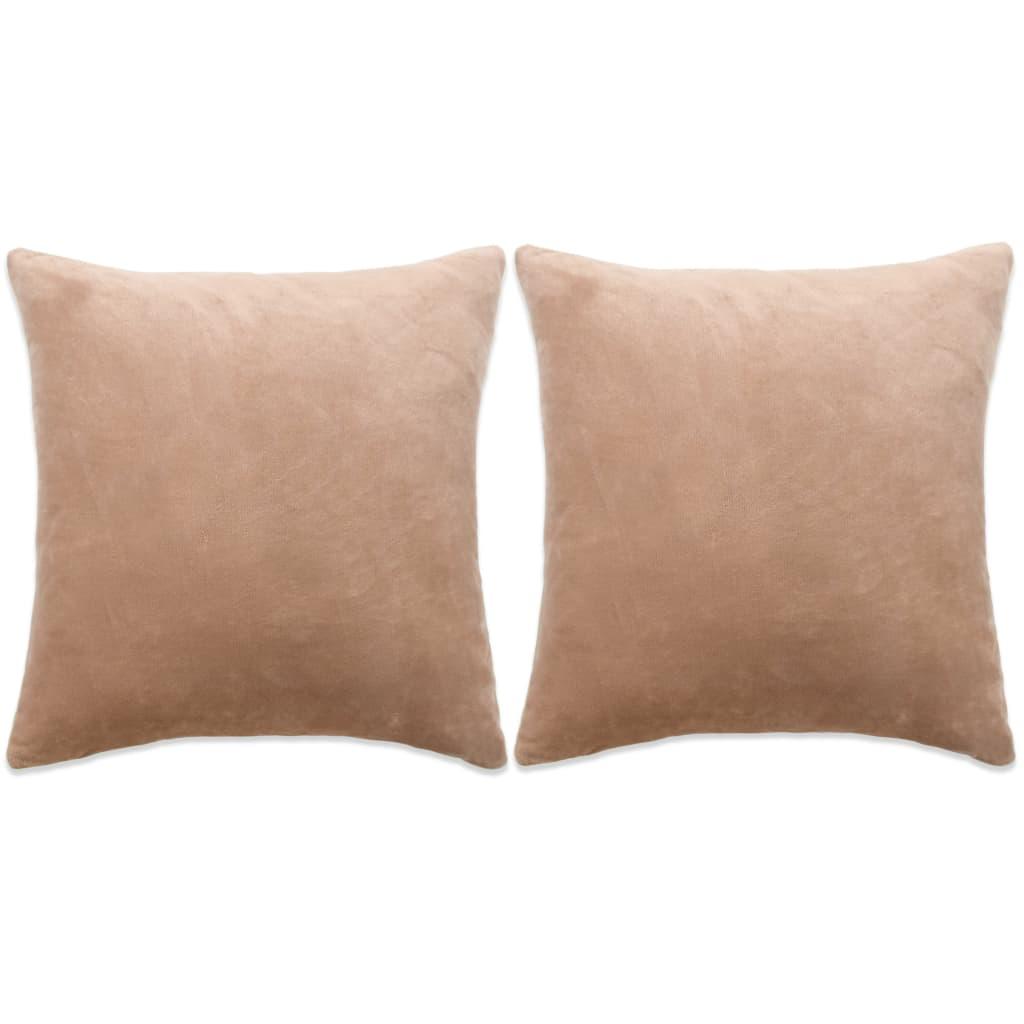 Pudesæt 2 stk. velour 60 x 60 cm beige