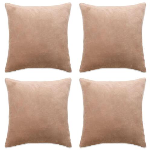 Pudebetræk 4 stk. velour 50 x 50 cm beige