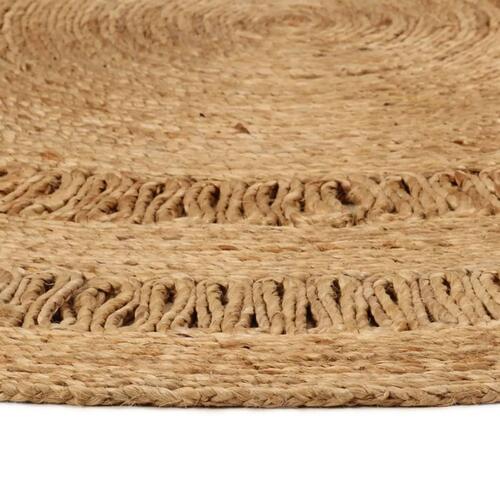 Gulvtæppe 90 cm håndflettet jute rundt