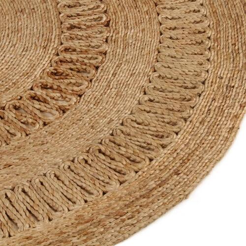 Gulvtæppe 90 cm håndflettet jute rundt