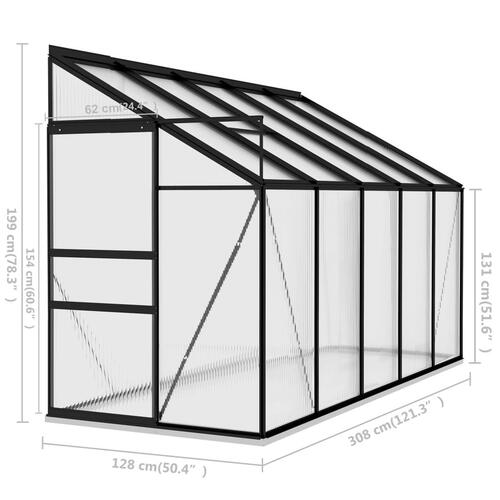 Drivhus 6,5 m³ aluminium antracitgrå