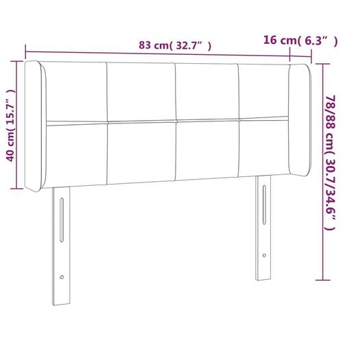 Sengegavl med kanter 83x16x78/128 cm stof gråbrun