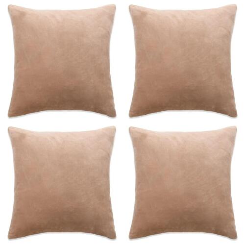 Pudebetræk 4 stk. velour 80 x 80 cm beige