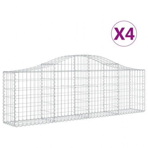 Buede gabionkurve - 4 stk. 200×30×60/80 cm i galvaniseret jern