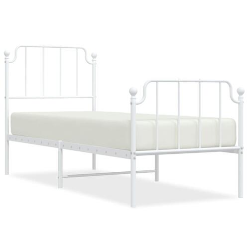 Sengeramme med sengegavl og fodgærde 75x190 cm metal hvid