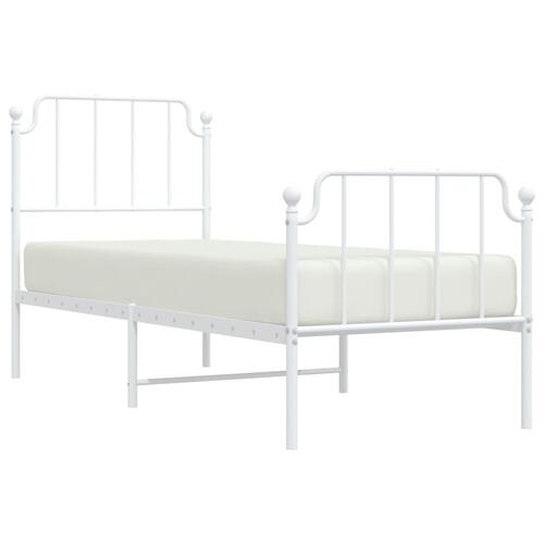 Sengeramme med sengegavl og fodgærde 75x190 cm metal hvid
