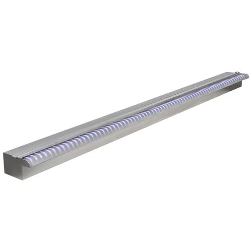 Rektangulær vandfaldsfontæne med LED-lys rustfrit stål 150 cm