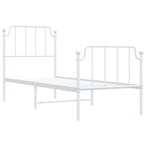 Sengeramme med sengegavl og fodgærde 75x190 cm metal hvid