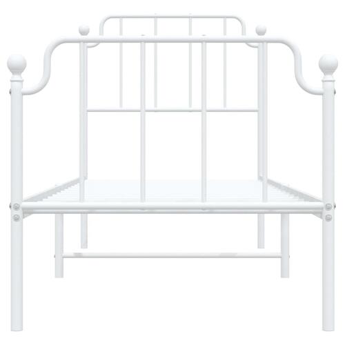 Sengeramme med sengegavl og fodgærde 75x190 cm metal hvid