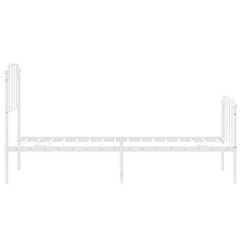 Sengeramme med sengegavl og fodgærde 75x190 cm metal hvid