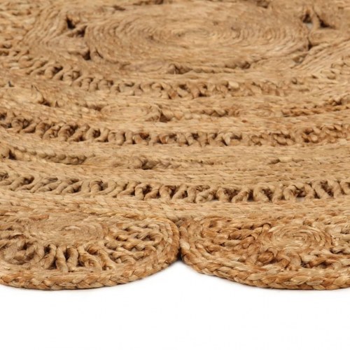 Gulvtæppe 90 cm håndflettet jute rundt