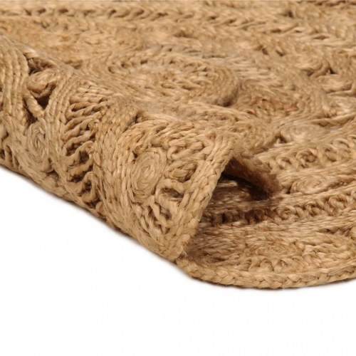 Gulvtæppe 90 cm håndflettet jute rundt