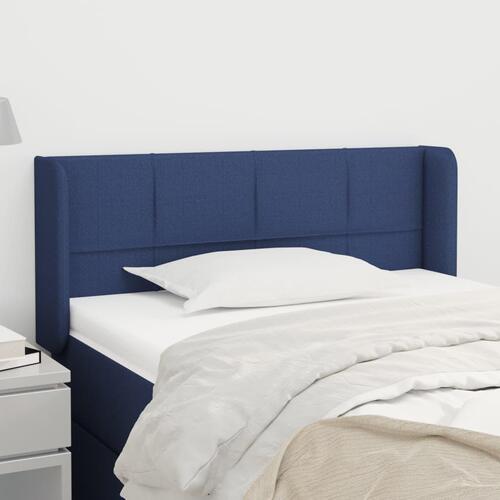 Sengegavl med kanter 83x16x78/128 cm stof blå