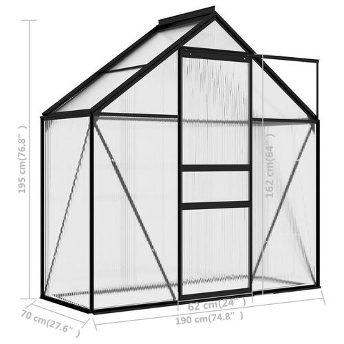 Drivhus 1,33 m² aluminium antracitgrå