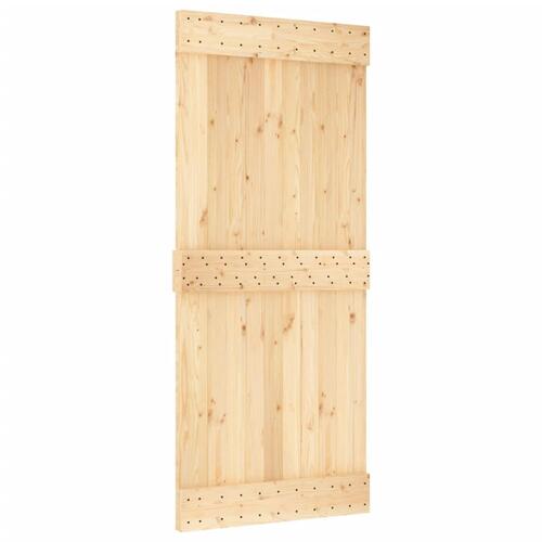 Skydedør med monteringssæt 90x210 cm massivt fyrretræ