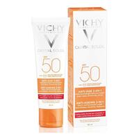 Solcreme til ansigtet Capital Soleil Vichy VCH00115 Spf 50 50 ml 3-i-1 Anti-Age