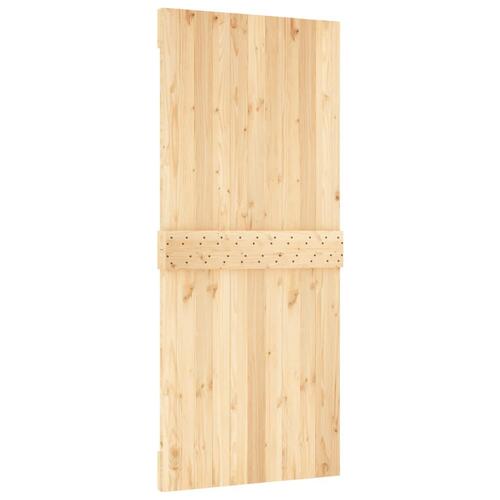 Skydedør med monteringssæt 90x210 cm massivt fyrretræ