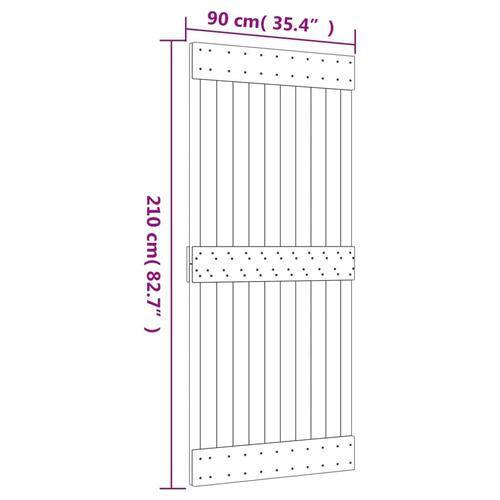 Skydedør med monteringssæt 90x210 cm massivt fyrretræ