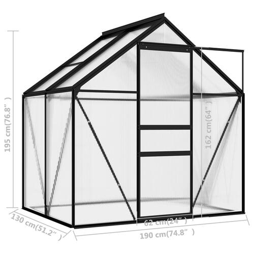Drivhus 2,47 m² aluminium antracitgrå
