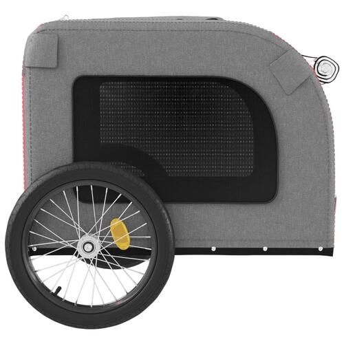 Cykeltrailer til kæledyr oxfordstof og jern rød og grå